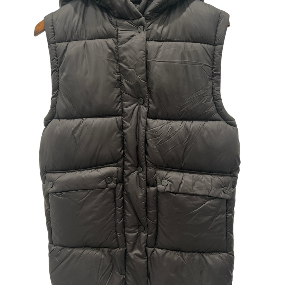 ZARA Girls Black Puffer Vest Hooded Size 13–14 (164cm) Quilted Winter